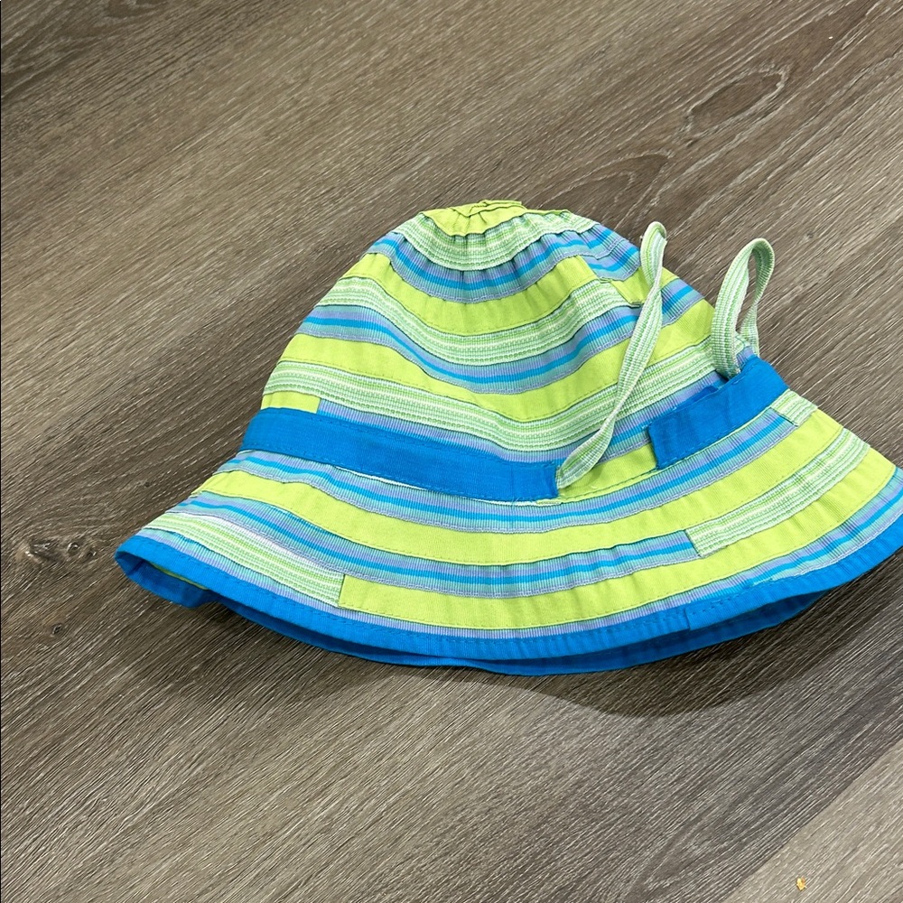 Kids Striped Blue and Green Bucket Hat